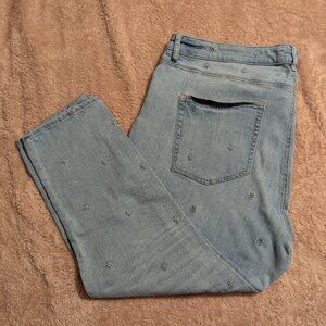 Ann Taylor LOFT Embroidered Ankle Jeans, Size 24